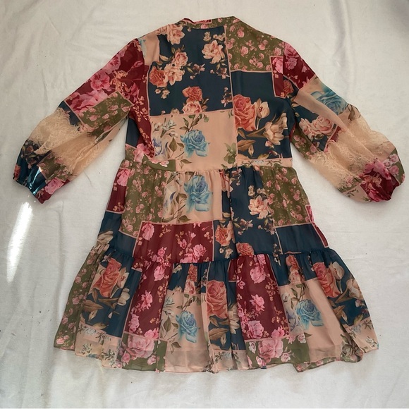 Sachin + Babi Patchwork Multicolor Floral Print Mini Dress Size Medium - Picture 4 of 15